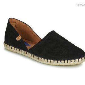 Black Espadrille Slip-Ons with Textured Fabric